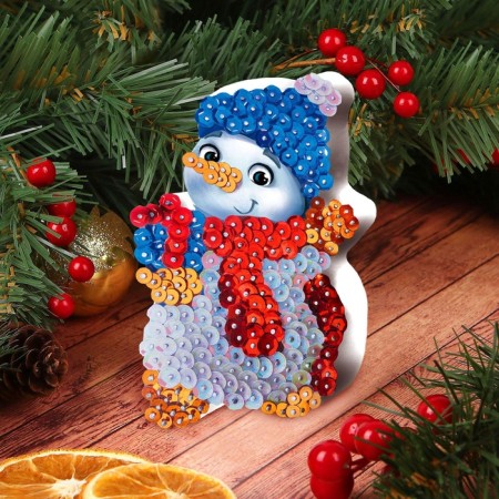 New Year's application with sequins "New Year. Snowman"-2