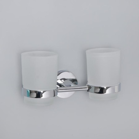 Holder for dental brushes, wall -mounted, accoona A11304, 2 glasses, glass, color chromium-1