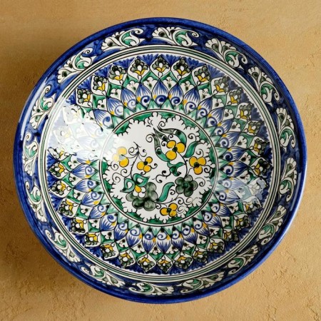 Suditsa Rishtan ceramics "Flowers", 25 cm, blue-1