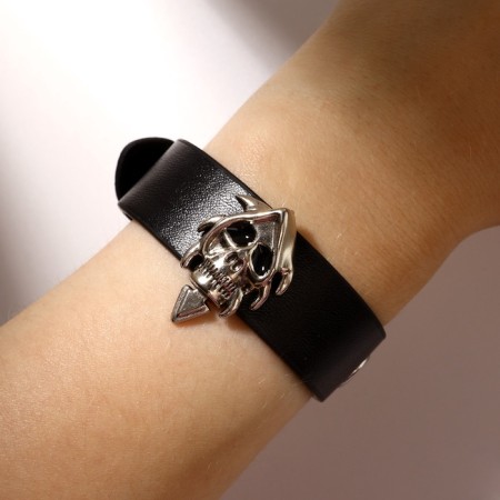 Bracelet Unisex "Hardcore" Sneaking strap, black color in silver-6