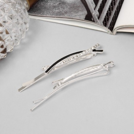 Invisibility for hair "Kalie" (set 2 pcs) arc, 6 cm, silver-1