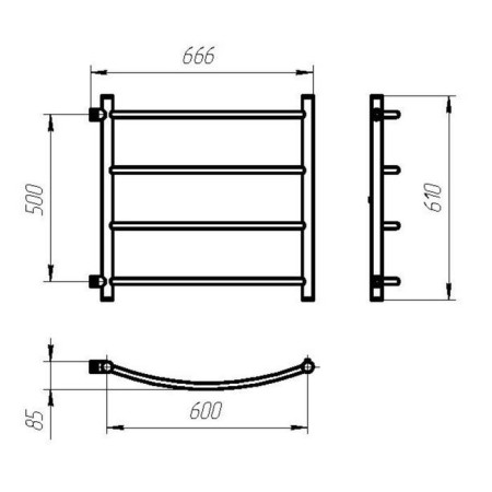 Water webcaner "Leader", 500x600 mm, side connection, 4 crossbars-1