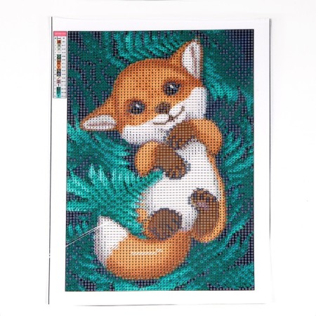 Diamond mosaic with full filling on the canvas "Lisenok", 20 x 30 cm-1