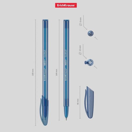Ballic handle Erichkrause Cocktail, node-bela 0.7 mm, blue, disposable ink, letter line 1000 meters, mix-10