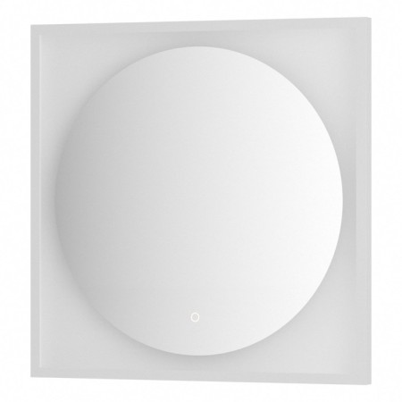Mirror in a baguette frame with LED lighting 15 W, 70x70 cm, sensory switch, warm white light,