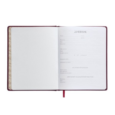 Universal diary for grades 1-11, 48 sheets, Velvet, solid cover, artificial leather, thermoting, liesse, Burgundia-3