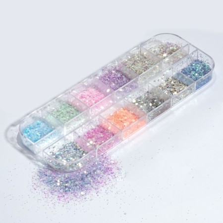 Sparkles for decor, 12 cells, small, multi -colored-4