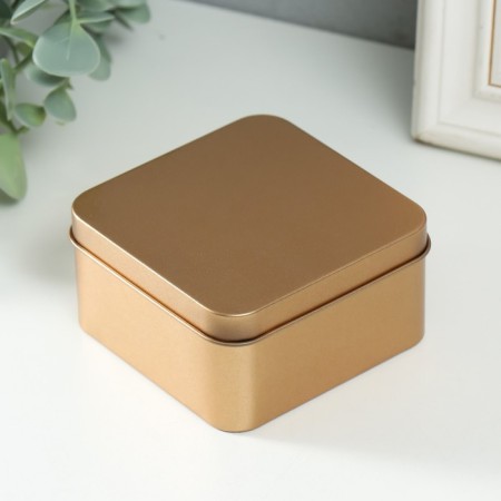Casket Metal for a candle "Square. Metallic" gold 9.5x9.5x4.5 cm