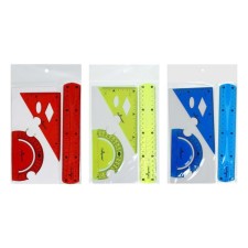 The set of geometric, silicone, flexible: ruler 20 cm, square, transporter, mix