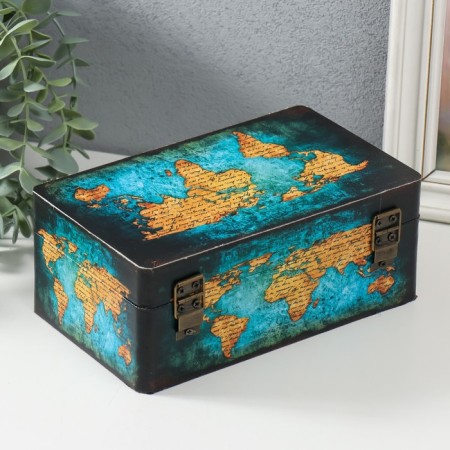 Casket wood "Map of the world. Letters" 20x12x8 cm-3
