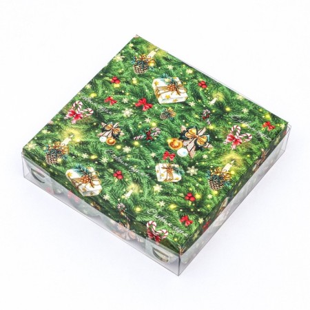 Bearbox, confectionery packaging, "Christmas tree decorations", 12 x 12 x 3 cm, New Year-1