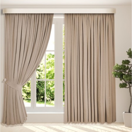 Set of curtains "Canvas", size 200x270 cm, 2 pcs, beige color-7