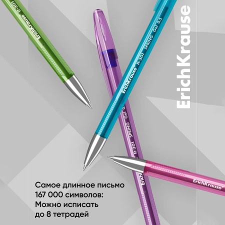Gel pen Erichkrause R-301 Spring Gel Stick, blue ink, node 0.5 mm, letter line 600 meters-5