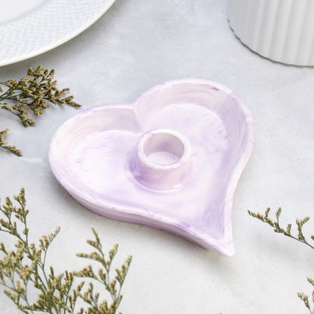 Gypsum Climber "Heart", 14x2.5cm, marble with purple stripes-1