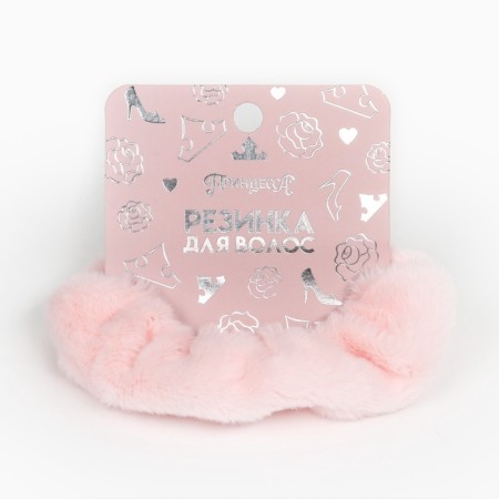 Hair gum is pink, fluffy, 11 cm, princesses-1