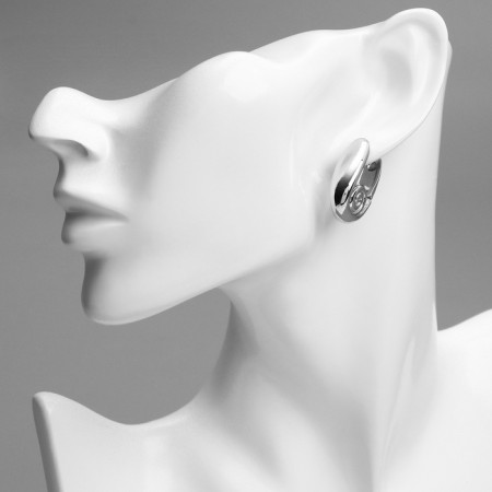 Earrings Metal "Chord" Lira, wave, color silver-4