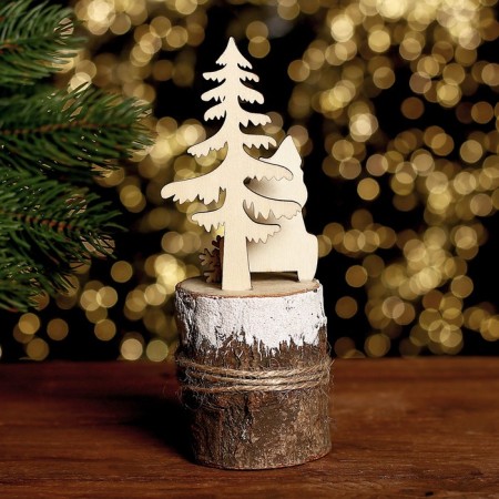 New Year's decor "New Year's car on the stump" 7 × 7 × 17 cm-2