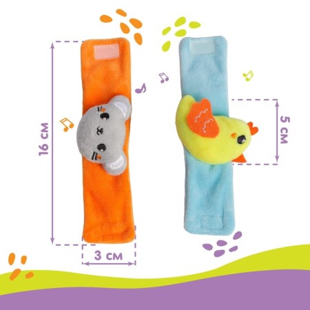 Set of bracelets - rattles "chicken and mouse", 2 pcs-3