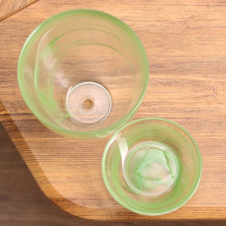 Flower pot with the pallet "Harmony", alabaster, green 0.85 liters-3