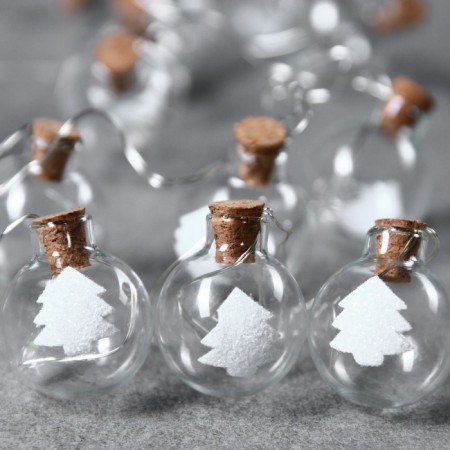 Garland “thread” 1.6 m with nozzles “Balls with a Christmas tree”, IP20, silver thread, 15 LED, white glow, AAX2-1