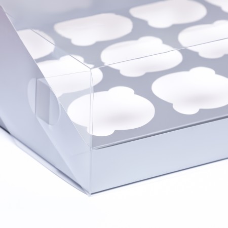Confectionery folding box for 12 cupcakes 31x 23.5 x 10, silver-2