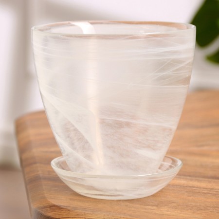 Flower pot with pallet No. 2 "Aleb" White, 0.85 liters