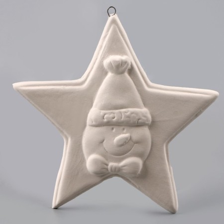 Christmas tree decoration for coloring "Star with a snowman", with a suspension-3