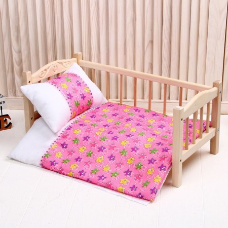 Puppet bed “Meduses on pink with braid”: sheet, blanket 46 × 36 cm, pillow 23 × 17 cm