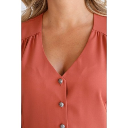 Female dress, size 50, terracotta color-4