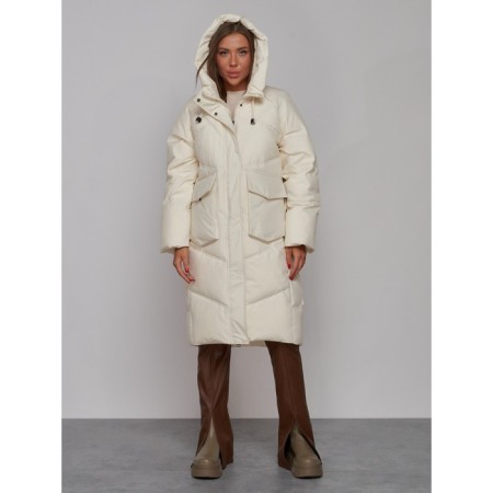 Coat insulated winter female, size 44, beige color-4