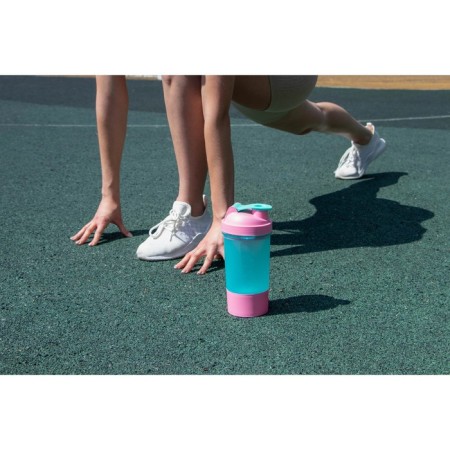 Sports shaker with a bowl for protein, blue pink, 500 ml-3