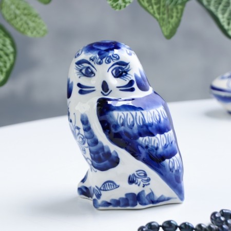 Souvenir Owl, Gzhel, 13x9 cm