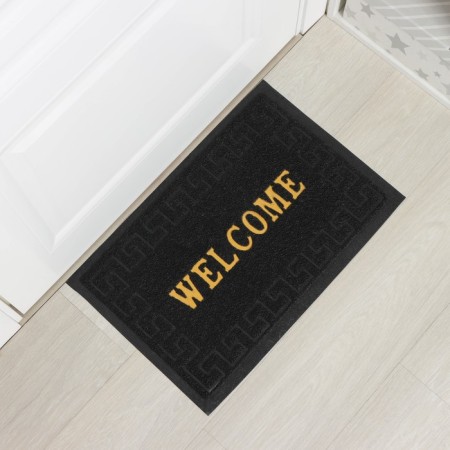 Rug of the hazardous muddy share "Welcome. Meander ", 38 × 58 cm, color mix
