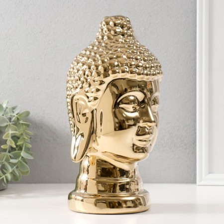 Souvenir ceramics "Buddha's head" gold 15x15x29 cm-1