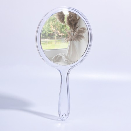 A mirror with a handle, bilateral, with an increase, D mirror surface 12.5 cm, the color is transparent-2