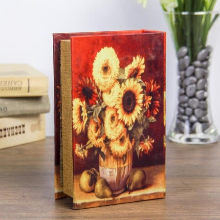 SELE-BROW Wood "Still Silmort with Sunflowers" silk 17x11x5 cm-4