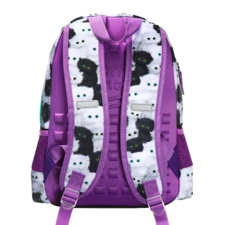 School backpack 38 x 27 x 17, ergonomic back, Devente Attomex Basic, Meow Cat "Sirens 70333438-4