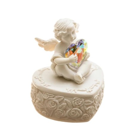 Souvenir Polystone Casket "Snowthrough Angel with an overflowing heart" 8x6.5x5.4 cm-5