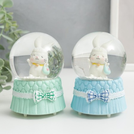Souvenir Polystone Water Ball Light "White Bunny" mix 6.5x6.5x9.5 cm