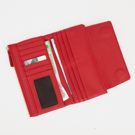 Women's wallet on magnets, red color-4
