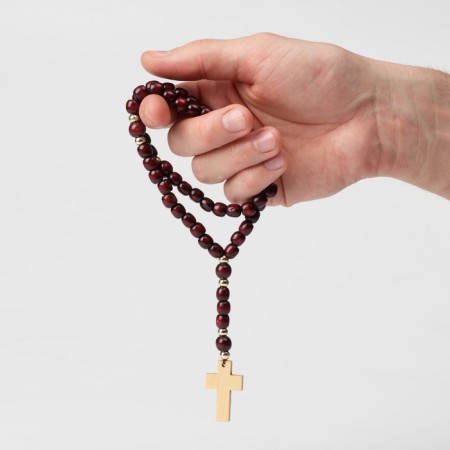 Parsing wooden "Orthodox" 50 beads through a ball, brown color-2