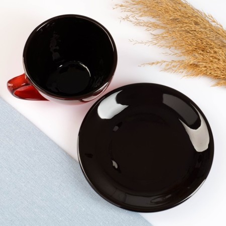 Tea couple "Elegant" 0.25l / 11x6.5cm + saucer 15cm, red-2