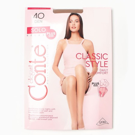 Female Kaprona tights, Conte Elegant Solo 40 den, beige color (Beige), size 6