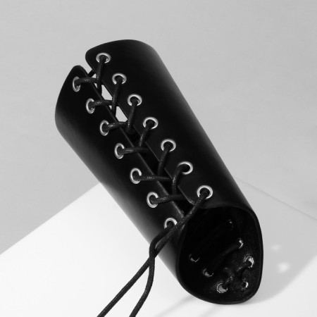 Bracelet Skin "Cuff" on lacing, tall, silver-black color,-3