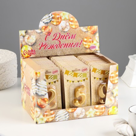 Show Box with candles for the oval cake, gold, 30 pcs