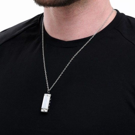 Music Life 4 Harly Harly, 8 tones, 3.5x1.5x1cm, chain 28cm, silver chain-3