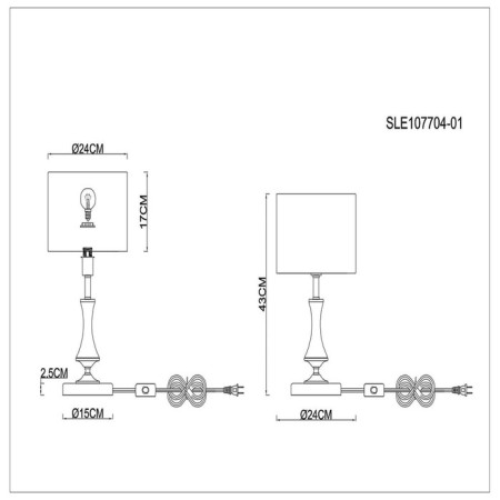 Evoluce bedside lamp. Sle107704-01. Elida. 1x40 W, E14, 24x24x43 cm, Shampan-6