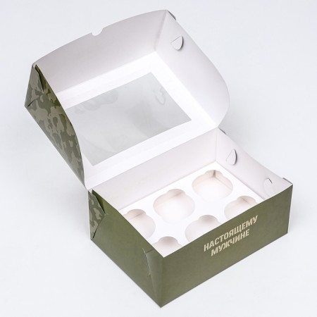 Packaging for 6 cupcakes with a window, "camouflage", 25 x 17 x 10 cm-4