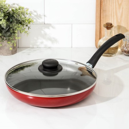 Pan Blaze, d = 28 cm, glass cover, anti -stick coating, red color