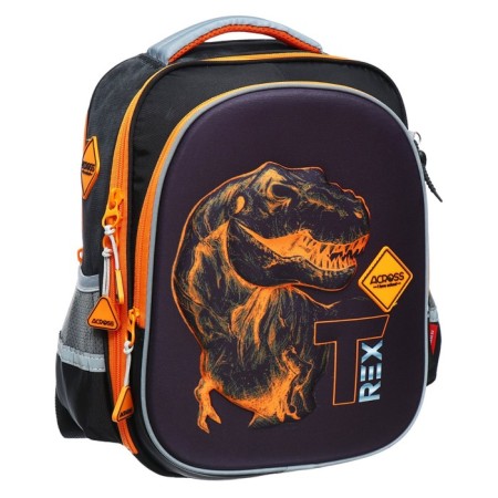 School backpack 37 x 28 x 13cm, ergonomic back, Across 557, + bag, black/orange-1
